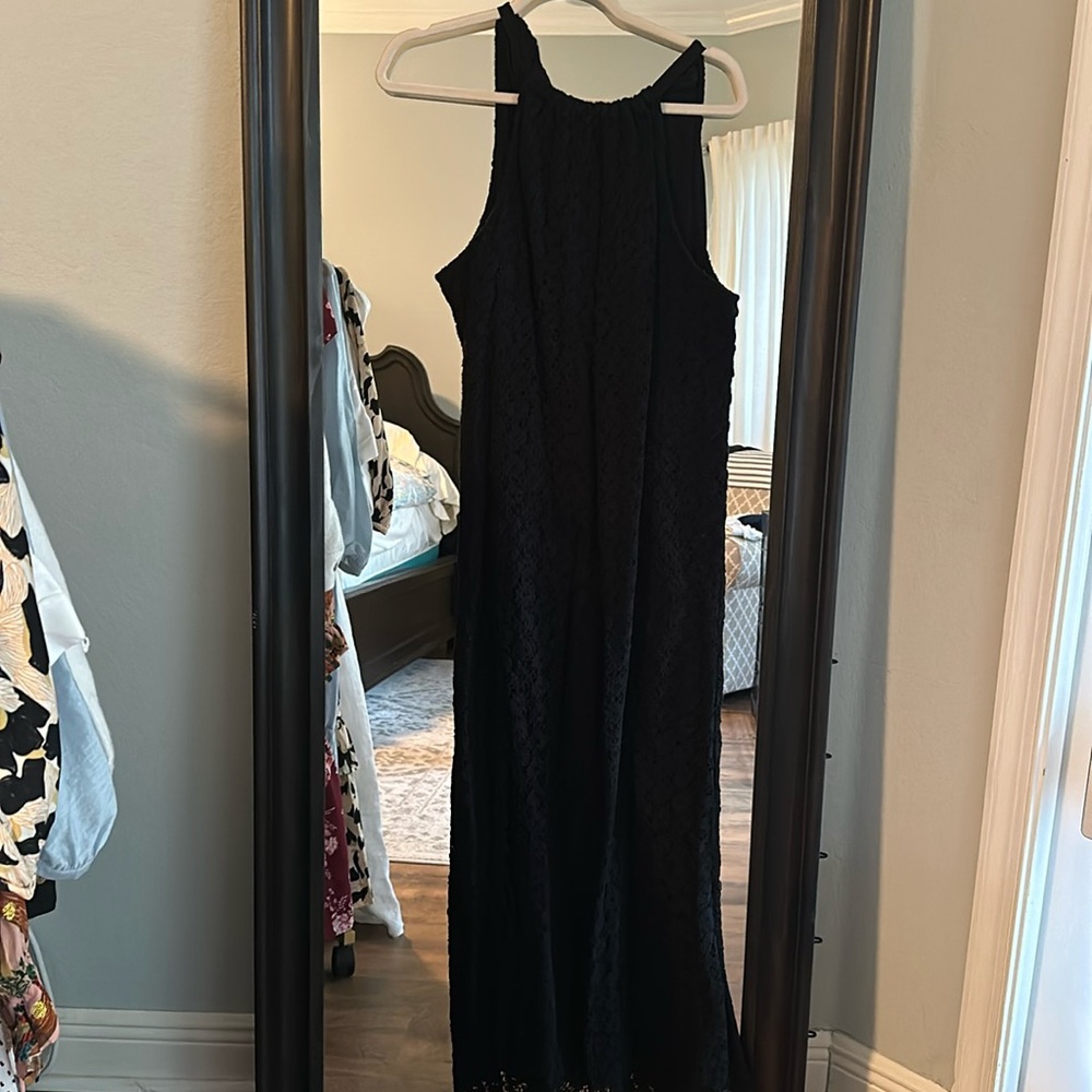 Crochet maxi halter dress